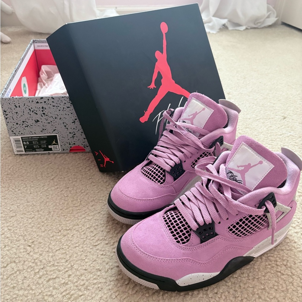 Jordan Retro 4 Orchid and Neutral Grey